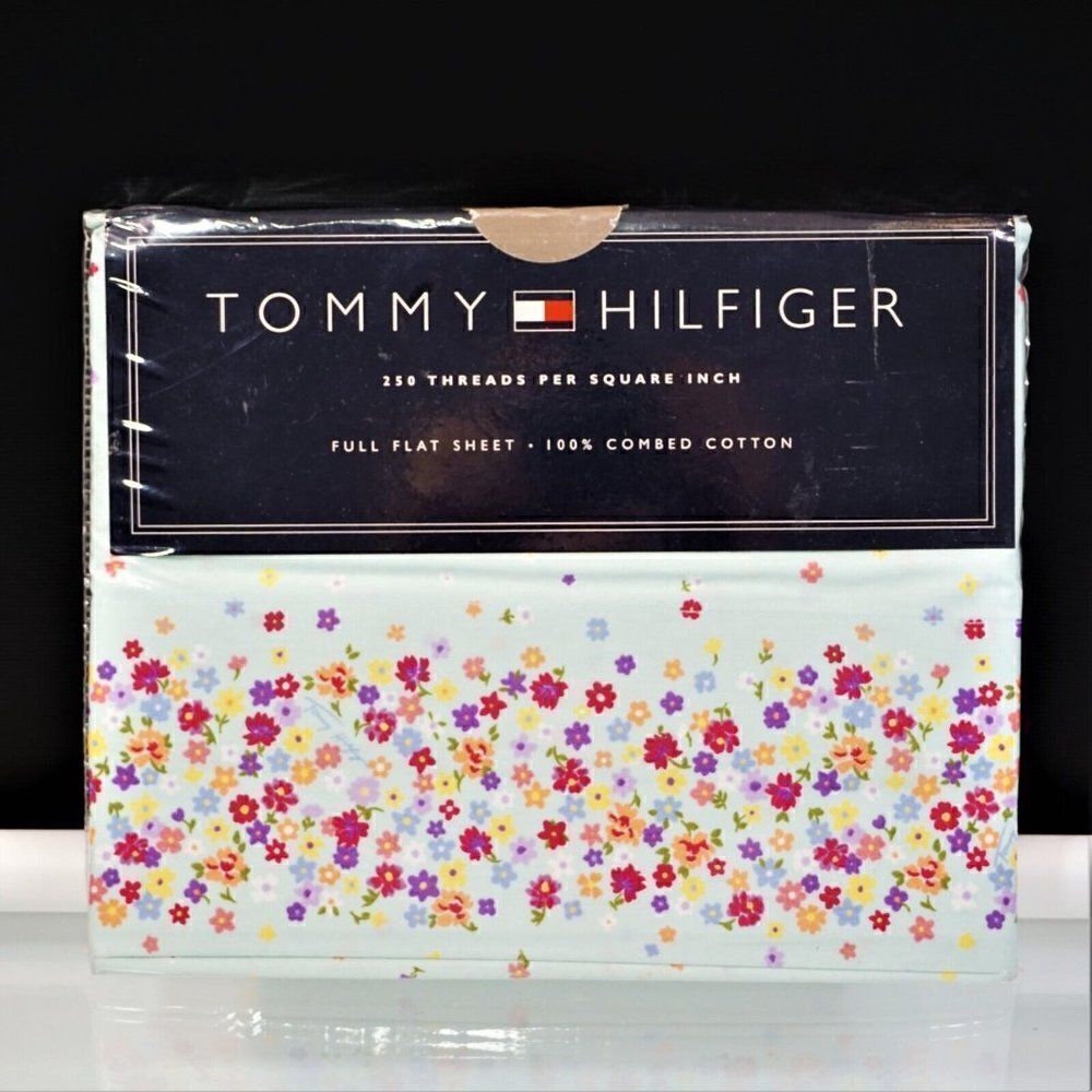Vintage Tommy Hilfiger Full Flat Sheet Huckleberry Corner Floral Cottagecore NOS